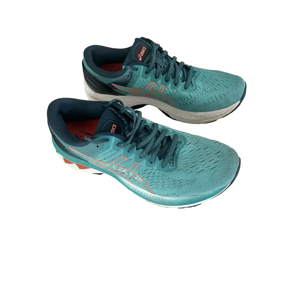 Womens‎ Asics Gel Kayano 27 Running Shoes Size 9.5 Teal Blue Orange 1012A649